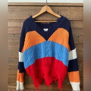 Colorful sweater!💙🧡❤️